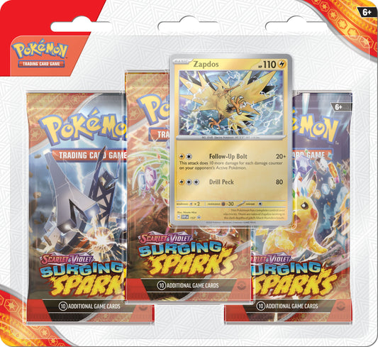 Surging Sparks 3-Pack Booster Blister Zapdos